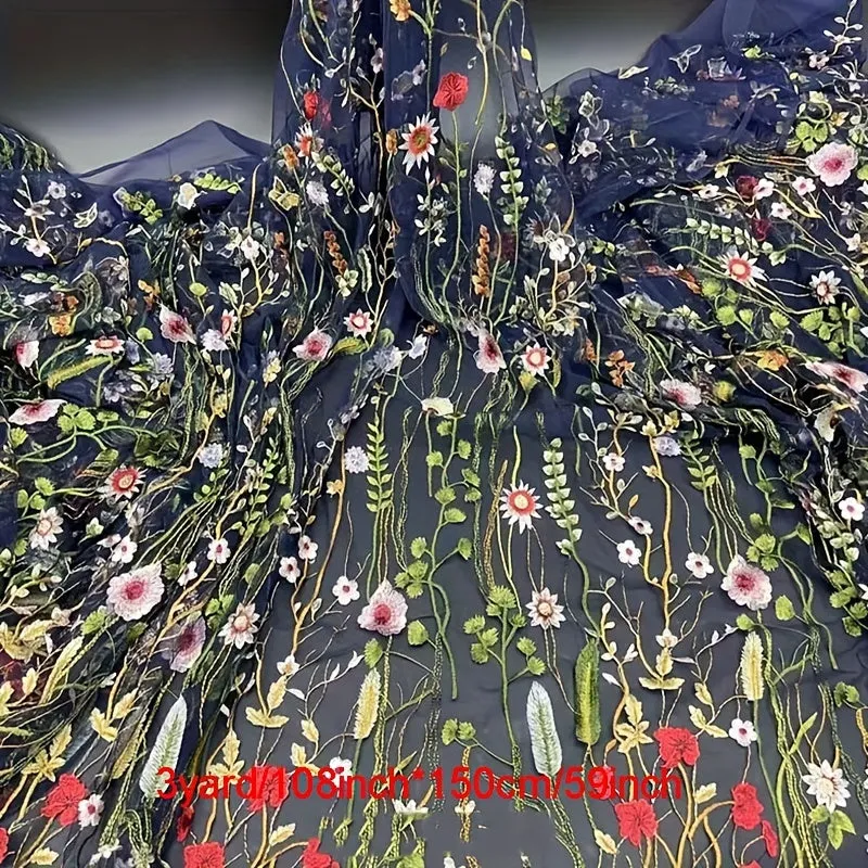 Water Grass Embroidered Dress Fabric for DIY Fashionistas