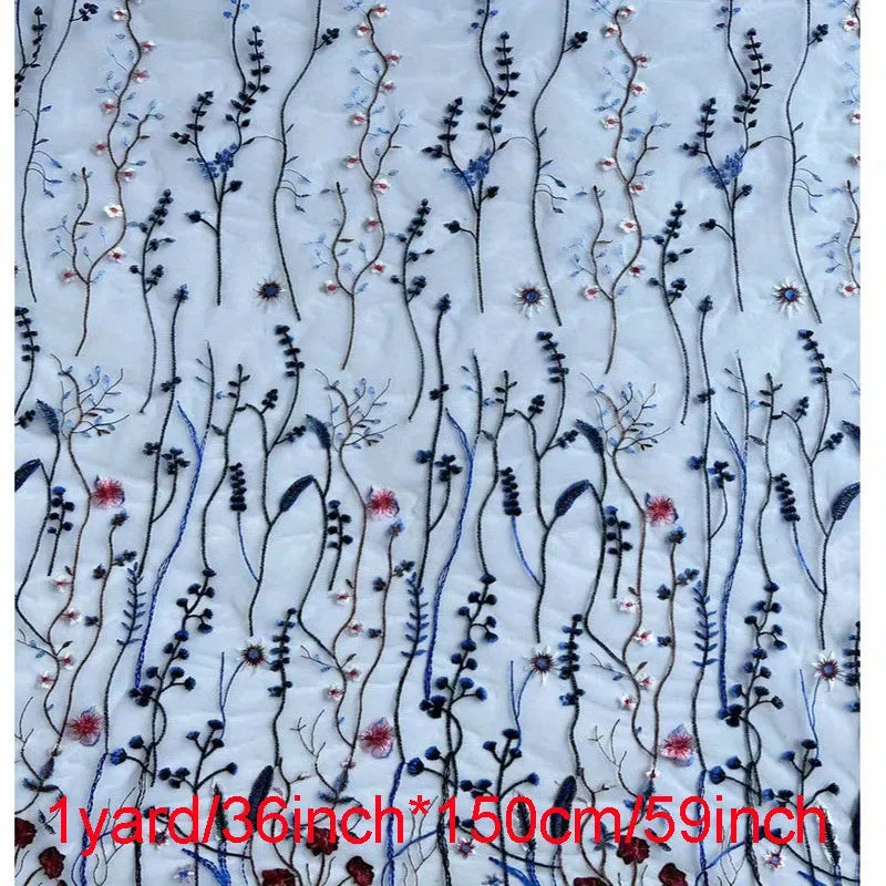 Water Grass Embroidered Dress Fabric for DIY Fashionistas