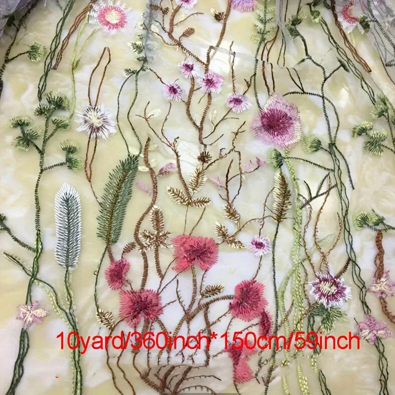 Water Grass Embroidered Dress Fabric for DIY Fashionistas