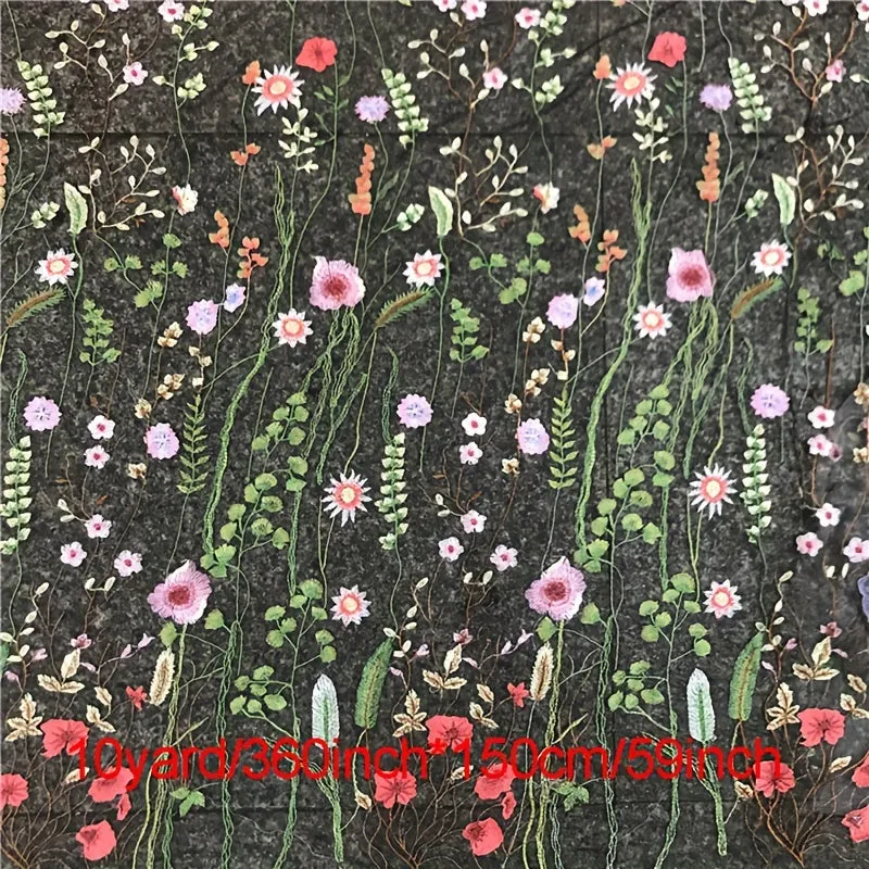 Water Grass Embroidered Dress Fabric for DIY Fashionistas