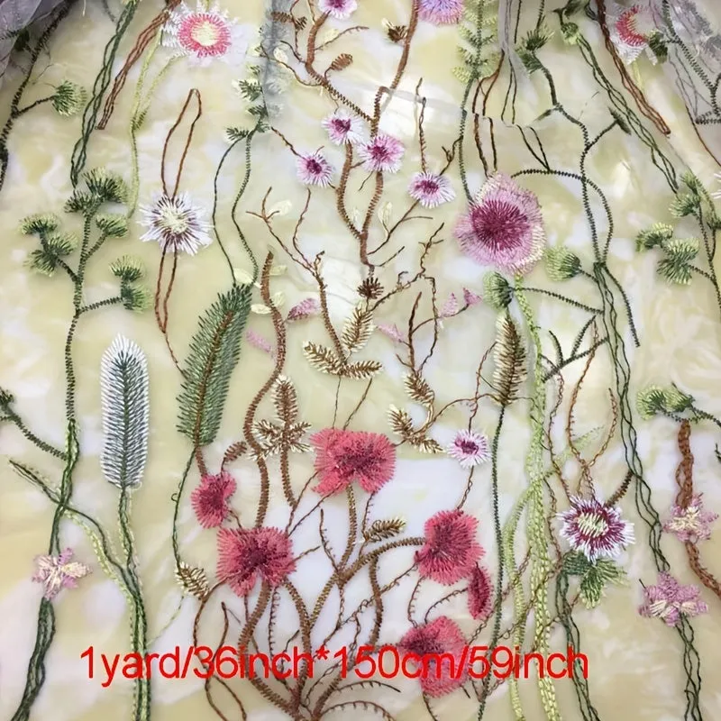 Water Grass Embroidered Dress Fabric for DIY Fashionistas