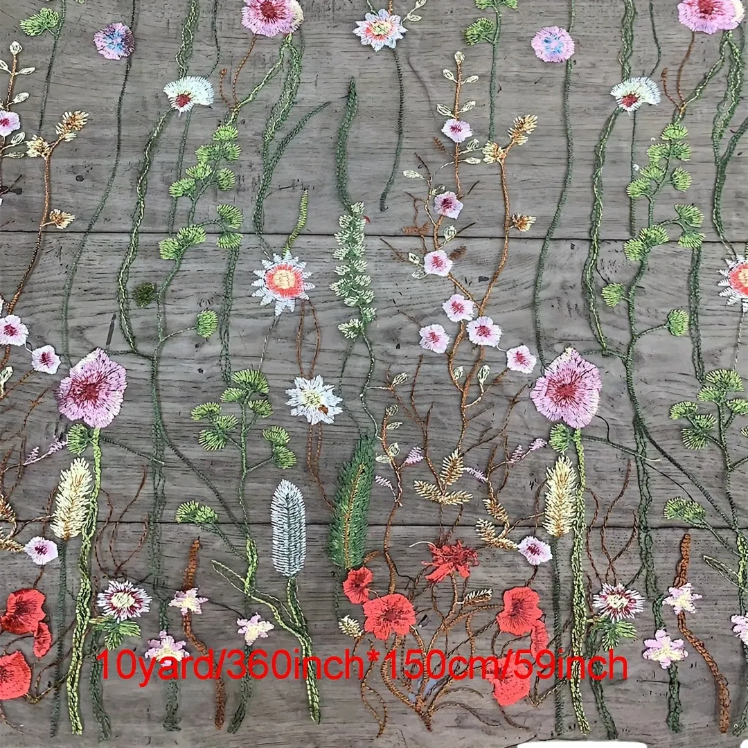 Water Grass Embroidered Dress Fabric for DIY Fashionistas