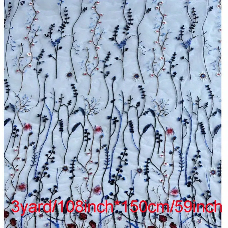 Water Grass Embroidered Dress Fabric for DIY Fashionistas