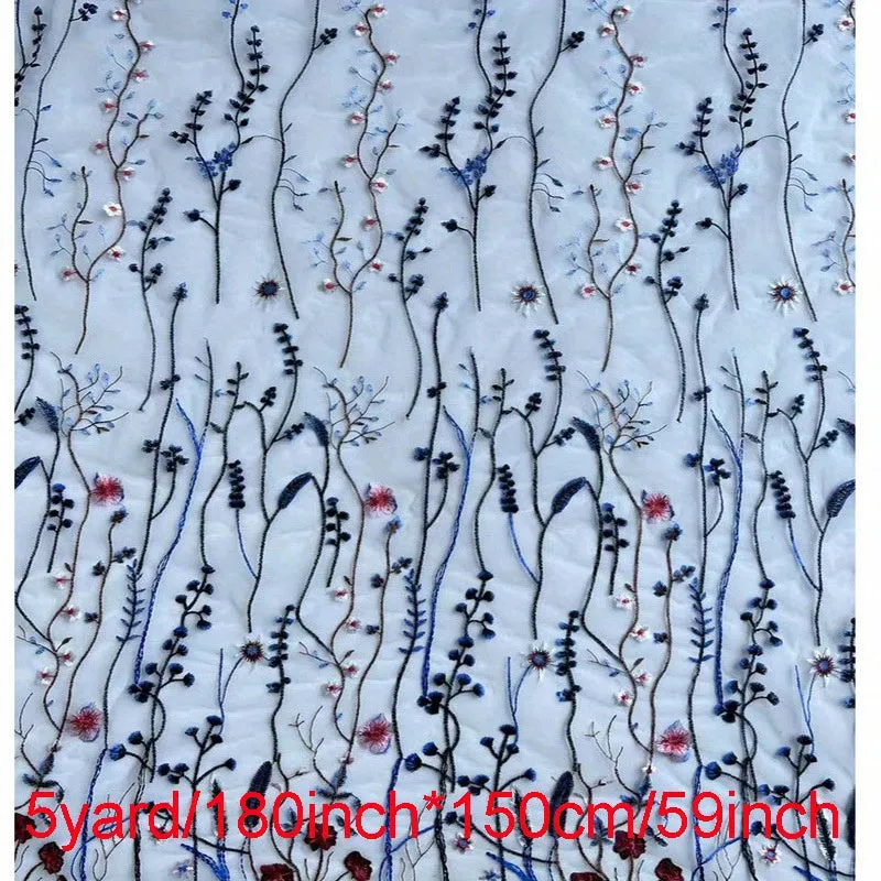 Water Grass Embroidered Dress Fabric for DIY Fashionistas