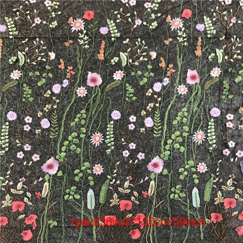 Water Grass Embroidered Dress Fabric for DIY Fashionistas