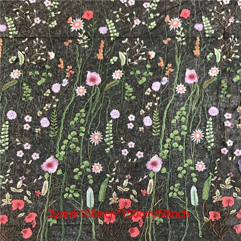 Water Grass Embroidered Dress Fabric for DIY Fashionistas
