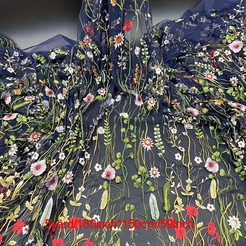 Water Grass Embroidered Dress Fabric for DIY Fashionistas