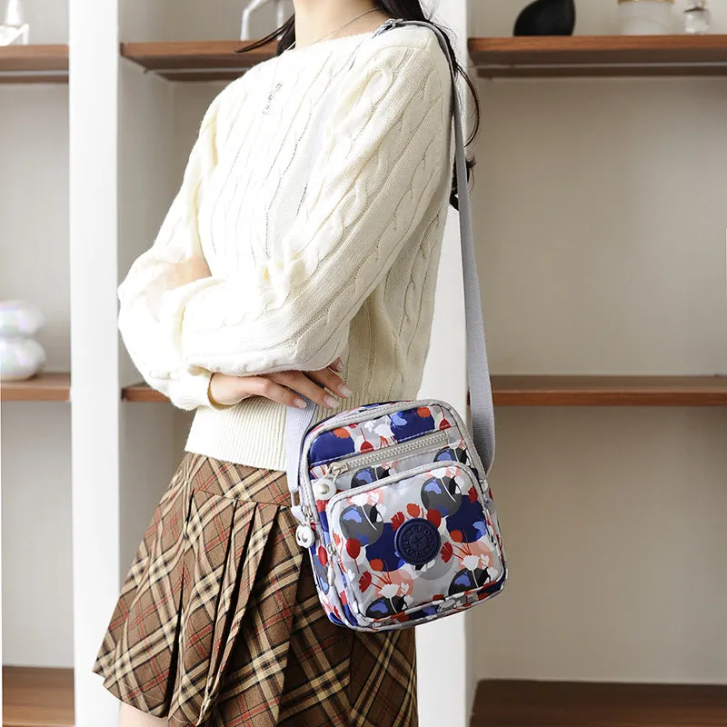 Women's Bag New Shoulder Flower Cloth Bag Middle-Aged and Elderly Fashion Casual Messenger Bag Shopping Small Backpack Foreign Trade Factory Wholesale