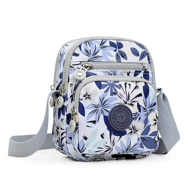 Women's Bag New Shoulder Flower Cloth Bag Middle-Aged and Elderly Fashion Casual Messenger Bag Shopping Small Backpack Foreign Trade Factory Wholesale