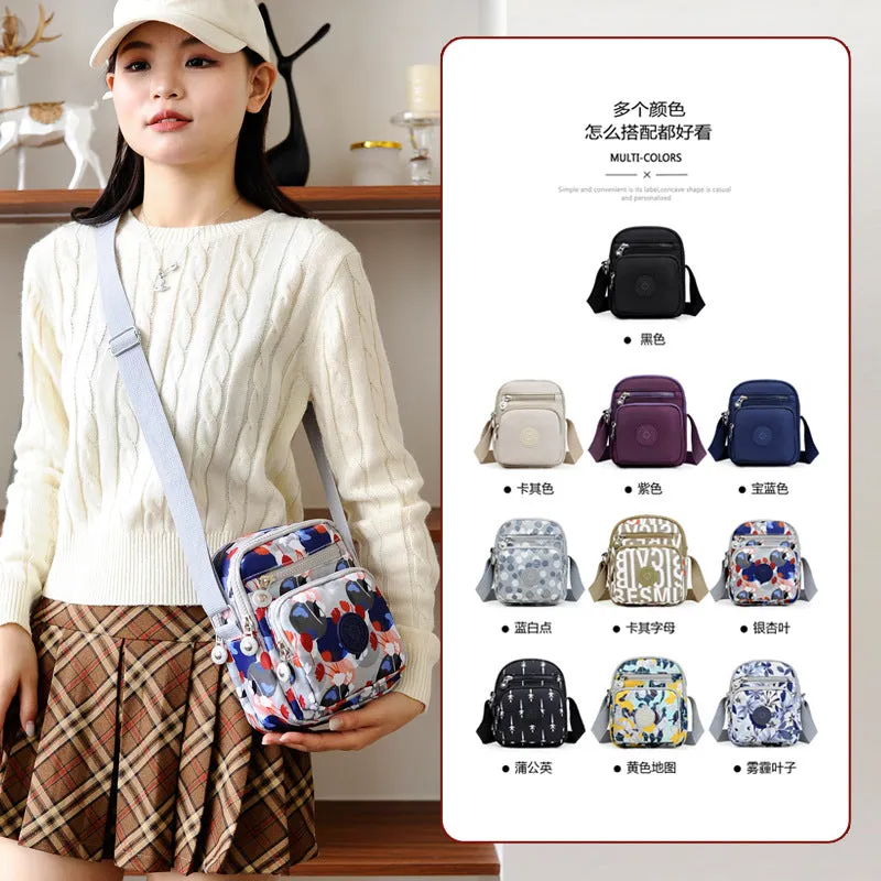 Women's Bag New Shoulder Flower Cloth Bag Middle-Aged and Elderly Fashion Casual Messenger Bag Shopping Small Backpack Foreign Trade Factory Wholesale